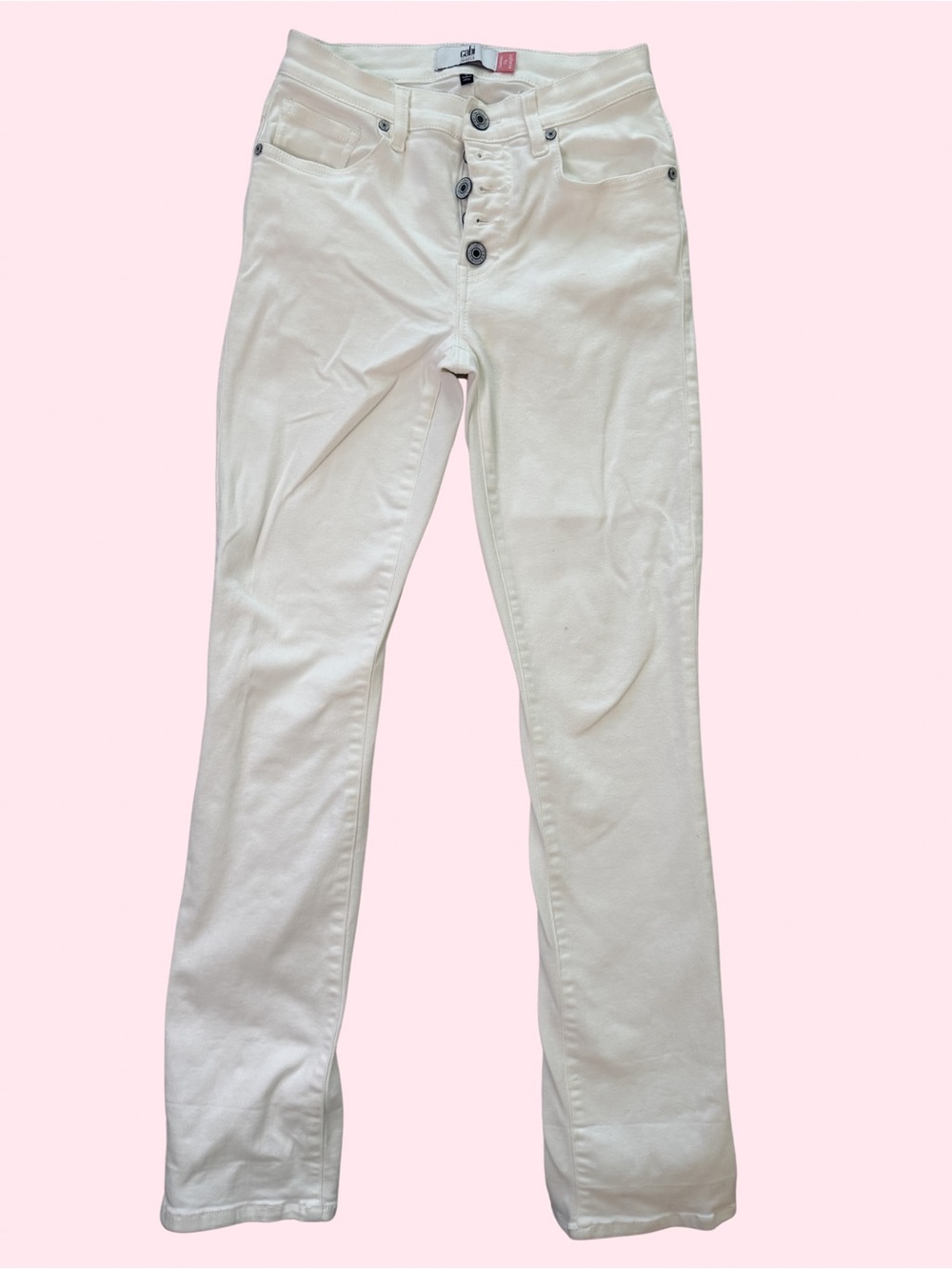 CAbi White Skinny Jeans with Button-Front